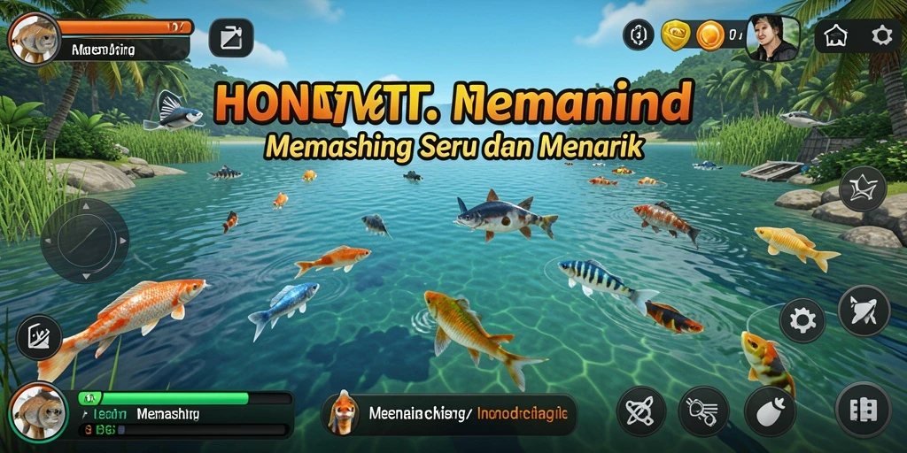 Tampilan antarmuka HONDATOTO yang menarik dengan fitur memancing lengkap.