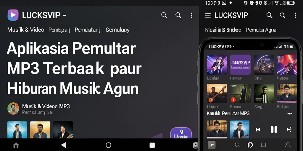 Antarmuka LUCKSVIP yang bersih dan menarik untuk pemutar MP3.