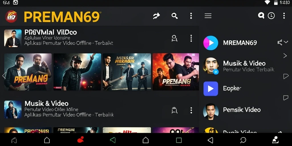 Antarmuka aplikasi PREMAN69 yang ramah pengguna untuk pemutar video offline.