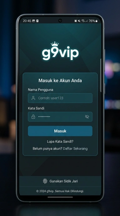 Tampilan halaman login g9vip